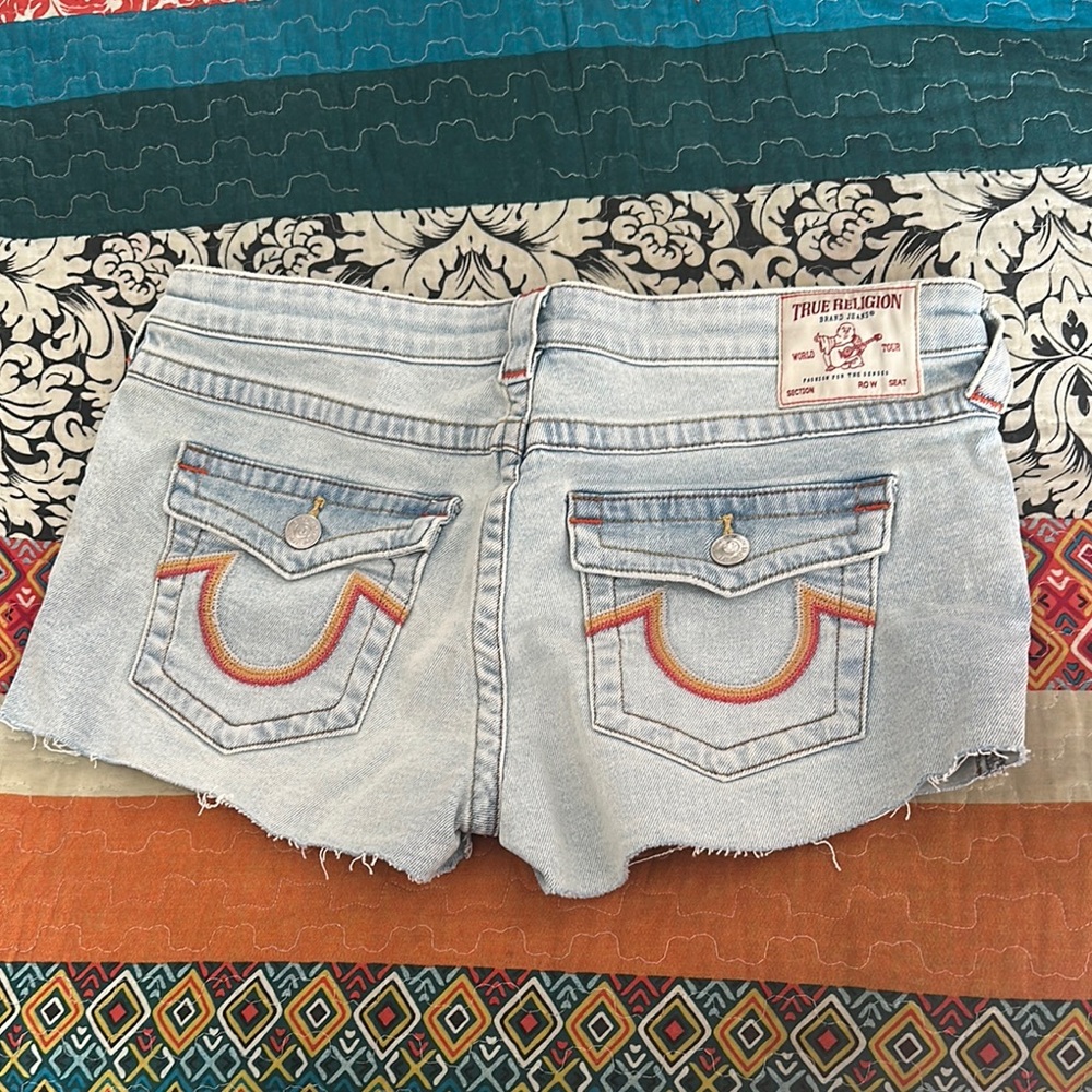 True Religion Light Blue Denim Shorts